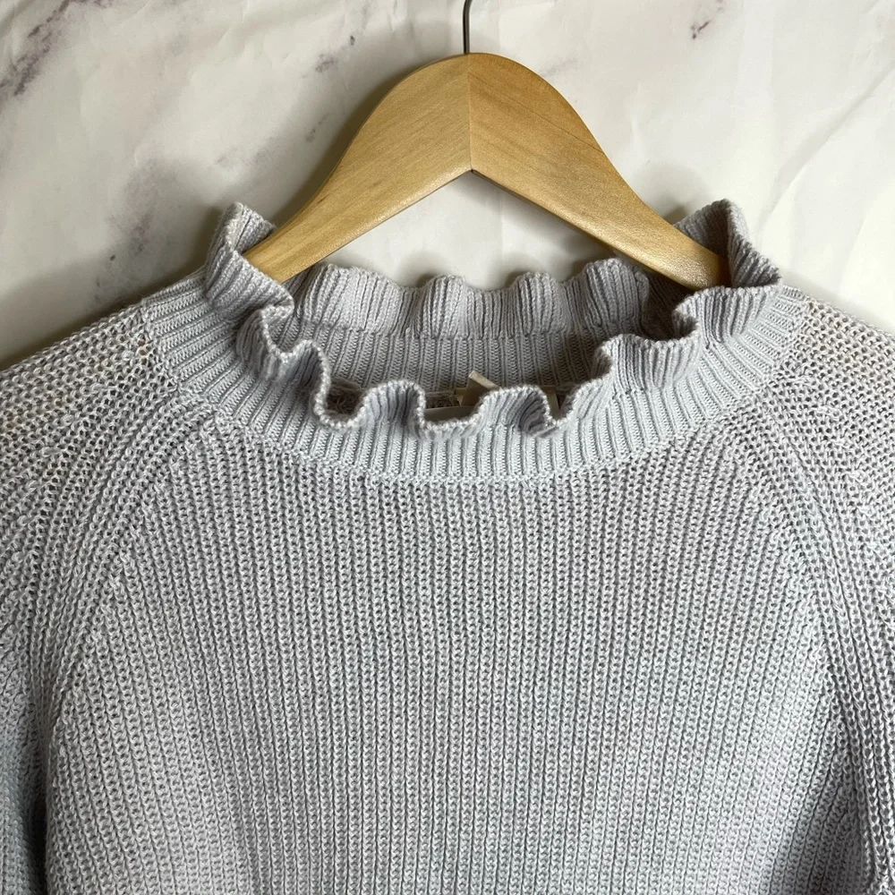 H&m Ruffled Ribbed Cropped Sweater - B47 - Picture 3 of 5